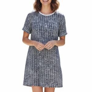 Sea New York Navy Chevron Silk Shift Mini Dress Size 8